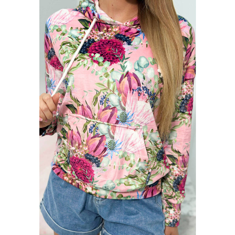 K-Fashion Velúrová mikina s kapucňou ružový 49769074