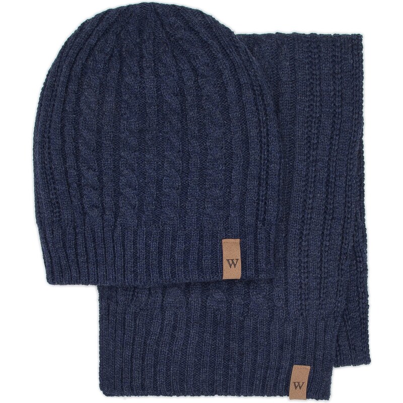 Modrý set čiapka + šál Wittchen 99-SF-007-7 59081005
