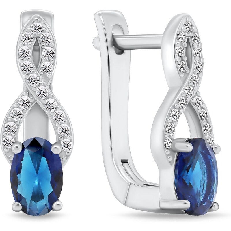 Brilio Silver Pôvabné strieborné náušnice s modrými zirkónmi EA293BW 66595372