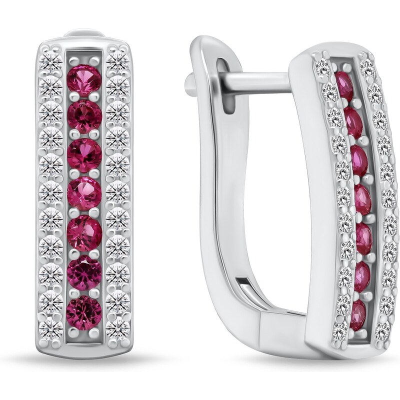 Brilio Silver Očarujúce strieborné náušnice s červenými zirkónmi 68164023