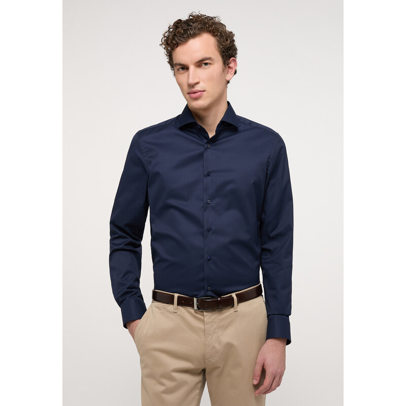 ETERNA Slim Fit navy modrá nie presvitajúca košeľa dlhý rukáv Non Iron 45968937