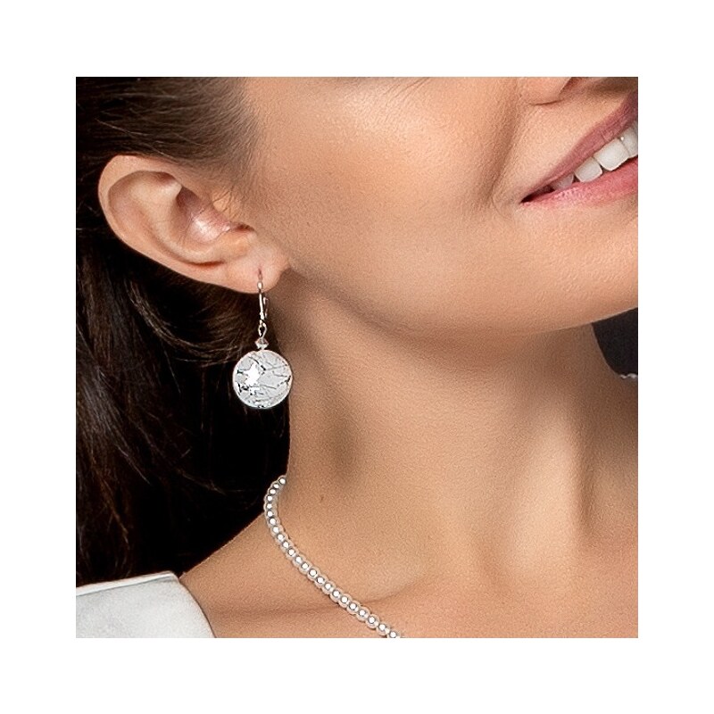 Lampglas Elegantné náušnice White Lace s rýdzim striebrom v perlách 66675846