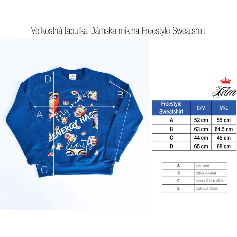 Fam Dámska mikina Freestyle Sweatshirt - Oceľovo modrá