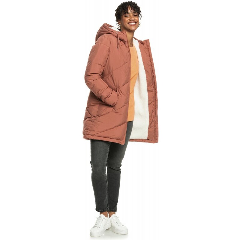 Hnedo/ružový dámsky zimný kabát Roxy Better Weather