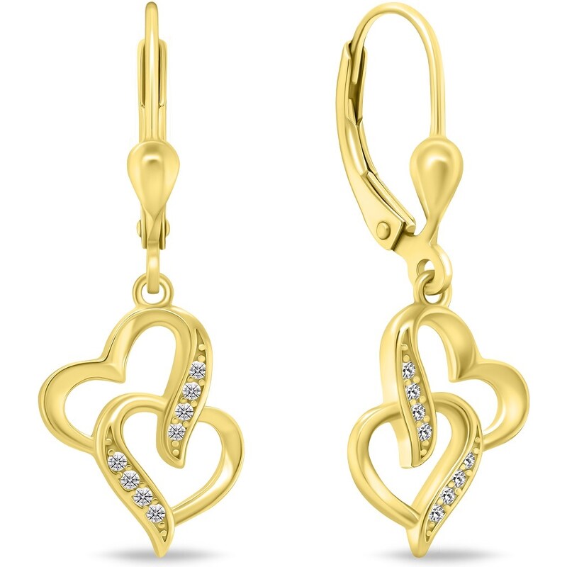 Brilio Silver Romantické pozlátené náušnice Srdiečka EA467Y 68164003