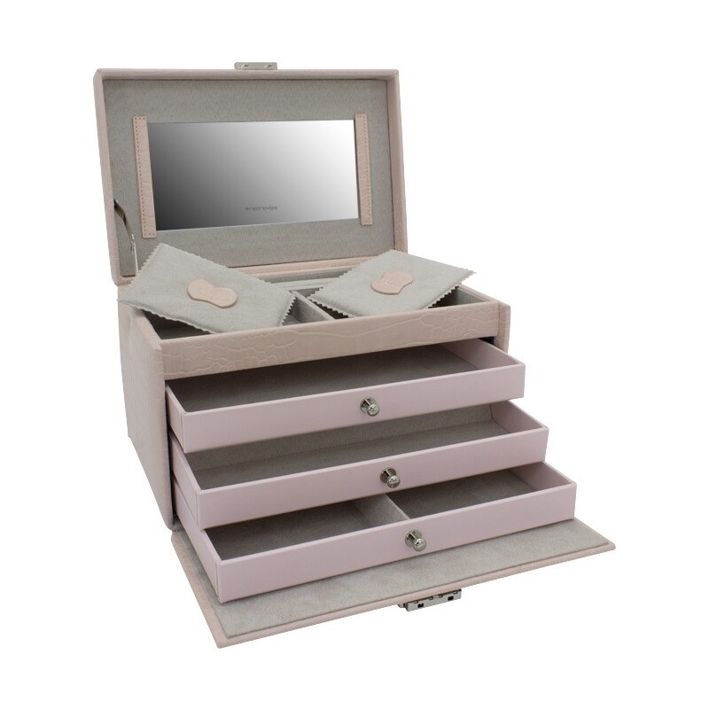 Friedrich Lederwaren Exkluzívna staroružová šperkovnica s krokodílím 66579780