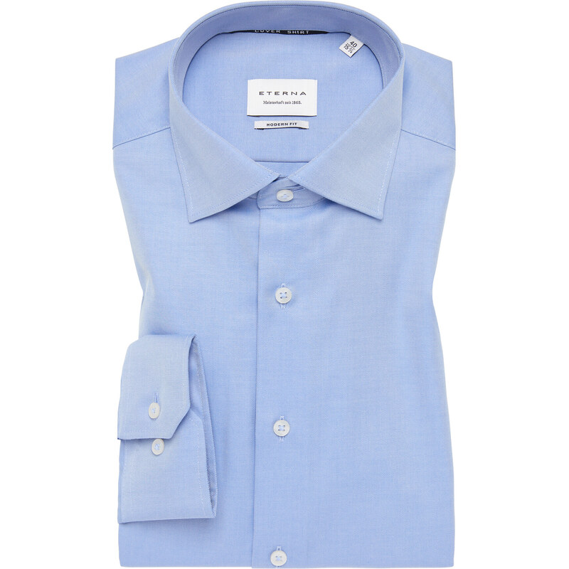 ETERNA Modern Fit stredne modrá nie presvitajúca košeľa dlhý rukáv Non 45998013