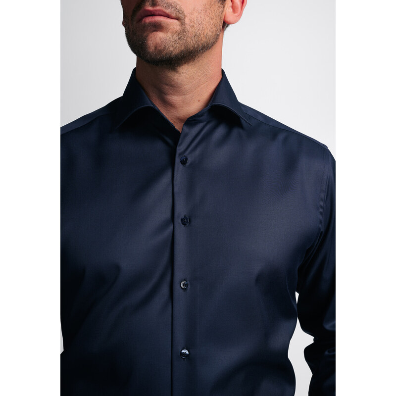 ETERNA Modern Fit navy modrá nie presvitajúca košeľa dlhý rukáv Non 45998014