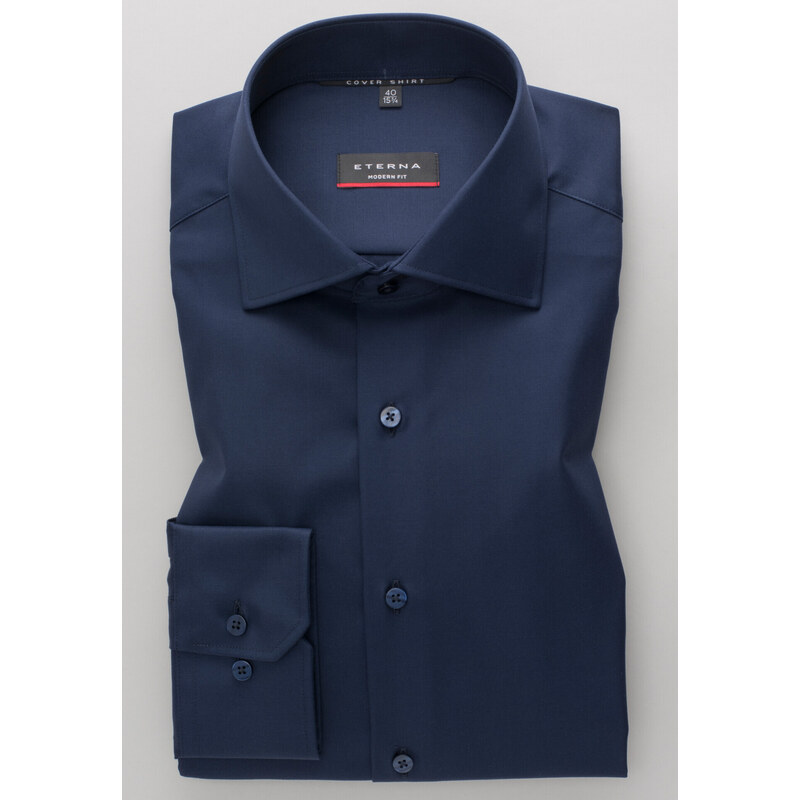 ETERNA Modern Fit navy modrá nie presvitajúca košeľa dlhý rukáv Non 45998014