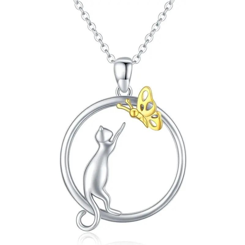 Olivie Strieborný náhrdelník MAČKA A MOTÝĽ 7839 46023336