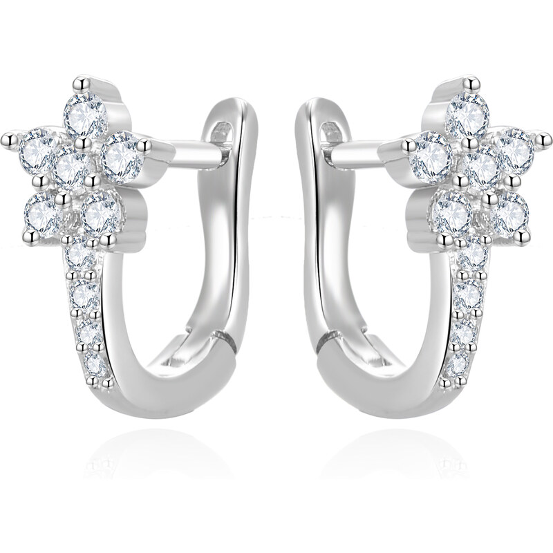 Beneto Slušivé kvietkové náušnice so zirkónmi AGUC3334-W 66578838