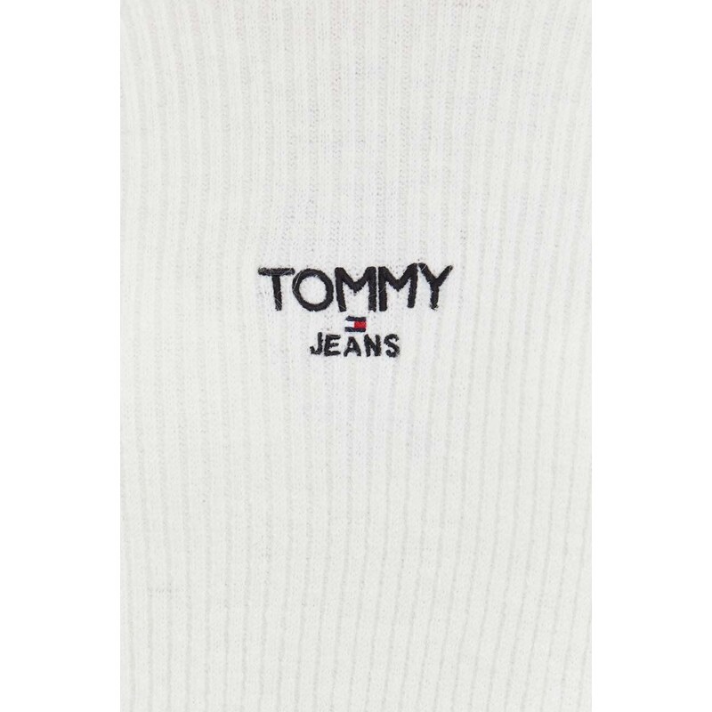 Sveter Tommy Jeans dámsky,béžová farba,s polorolákom,DW0DW16524