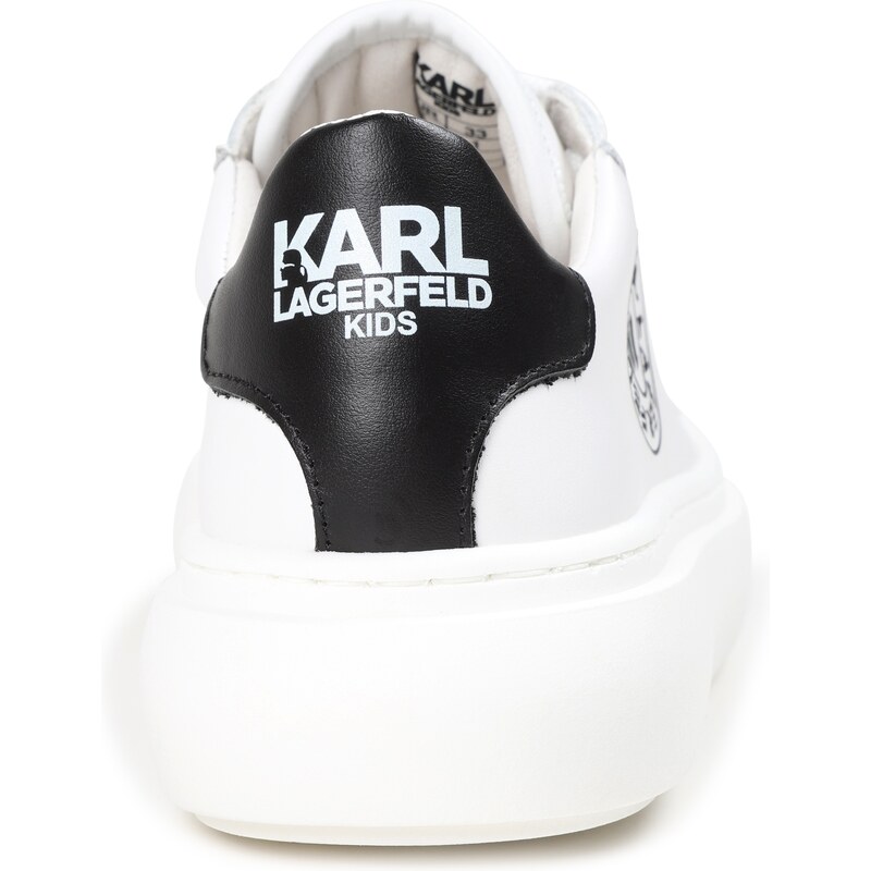 KARL LAGERFELD KIDS Unisex tenisky kožené s logom biele KARL LAGERFELD
