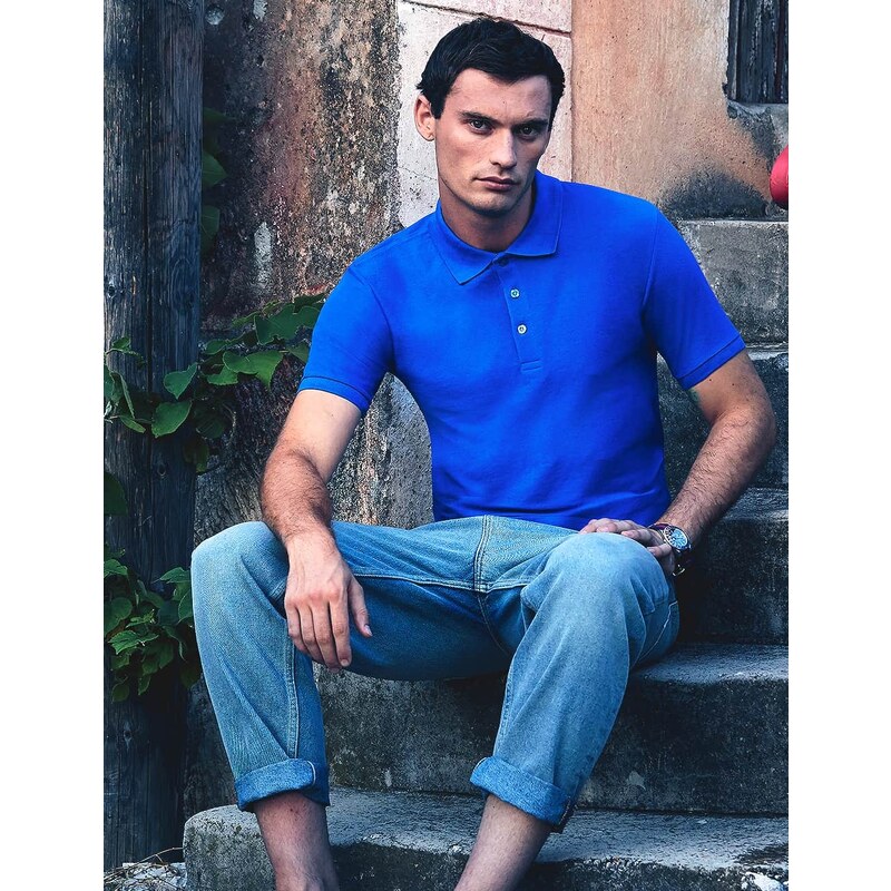 Fruit of the Loom Niebieska koszulka męska polo Tailored Fit Friut of 50557866