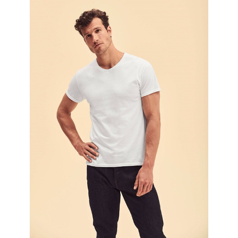 Biała koszulka męska Iconic V-Neck Fruit of the Loom 50557846
