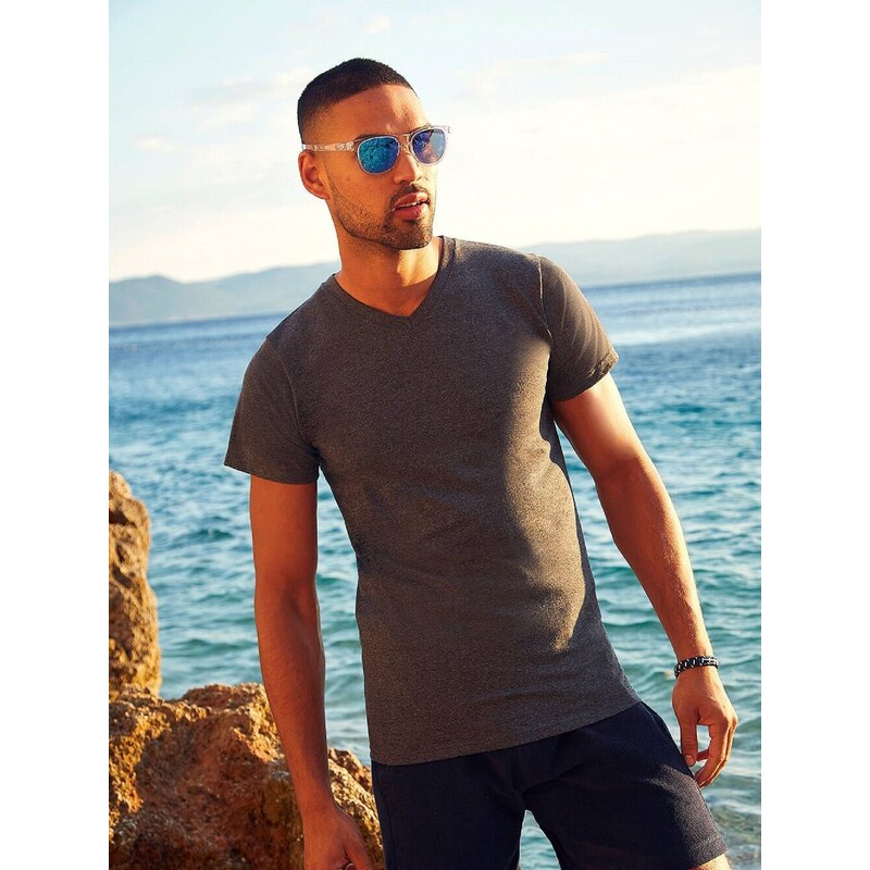 Szara koszulka męska Valueweight V-Neck Fruit of the Loom 50576431