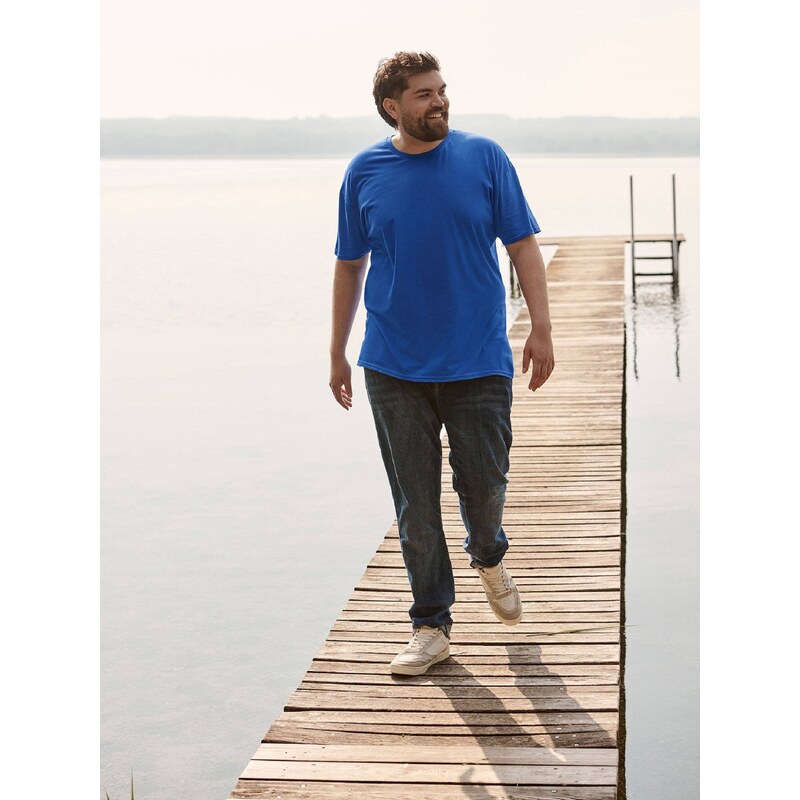 Blue Iconic Combed Cotton T-shirt with Fruit of the Loom Sleeve 50558972