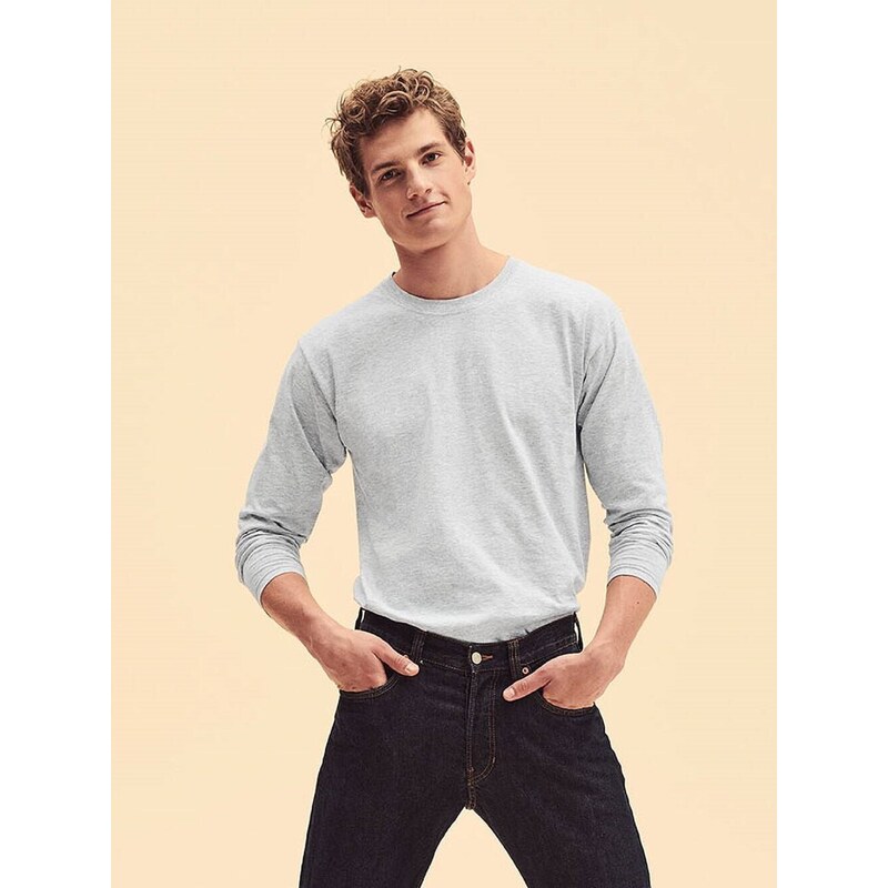 Grey Mens T-shirt Original Sleeve Fruit of the Loom 53200566