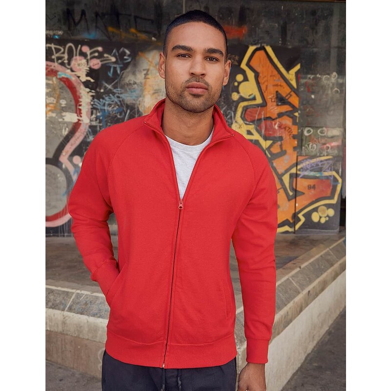 Czerwona bluza męska Lightweight Sweat Jacket Fruit of the Loom 50558875