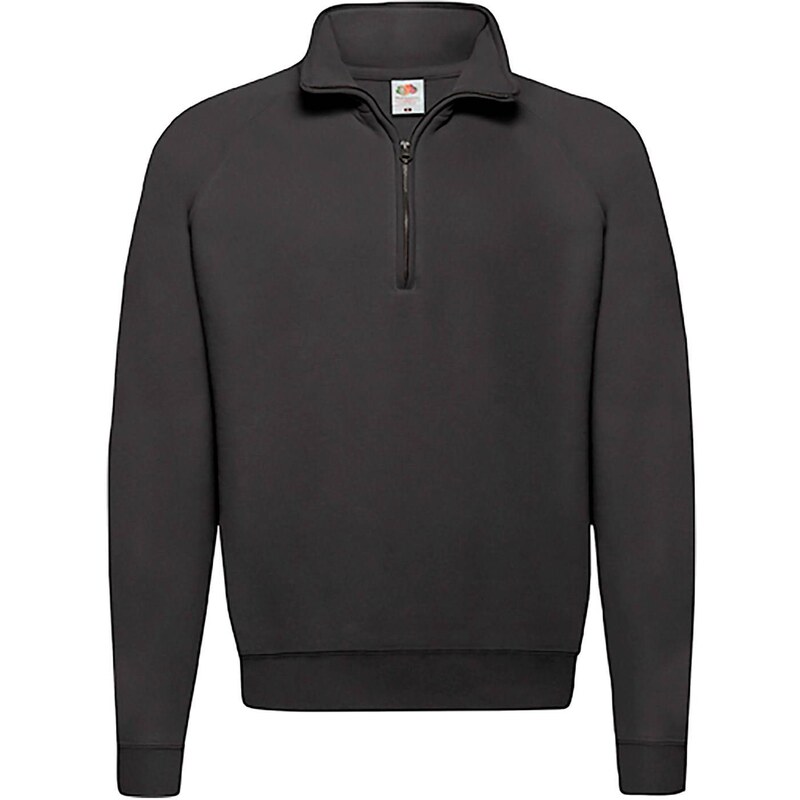 Black Mens Zip Neck Sweatshirt Fruit of the Loom 50557856