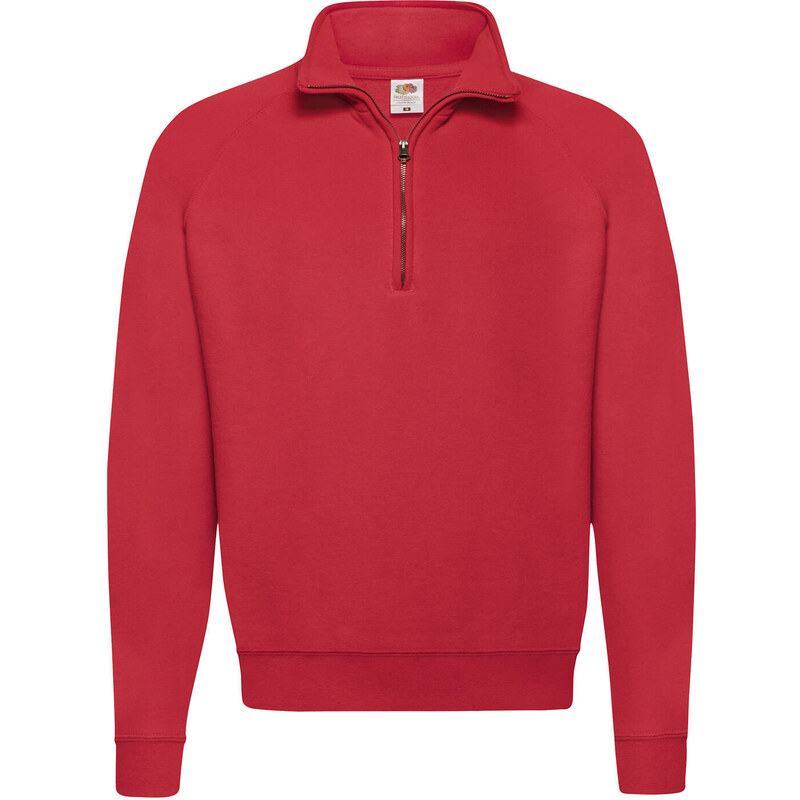 Red Mens Zip Neck Sweat Fruit of the Loom 50558047