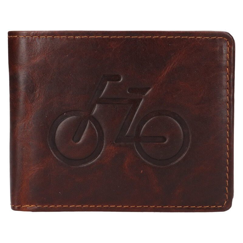 Lagen Pánska kožená peňaženka 266-6535/M bicykel - hnedá 46044705