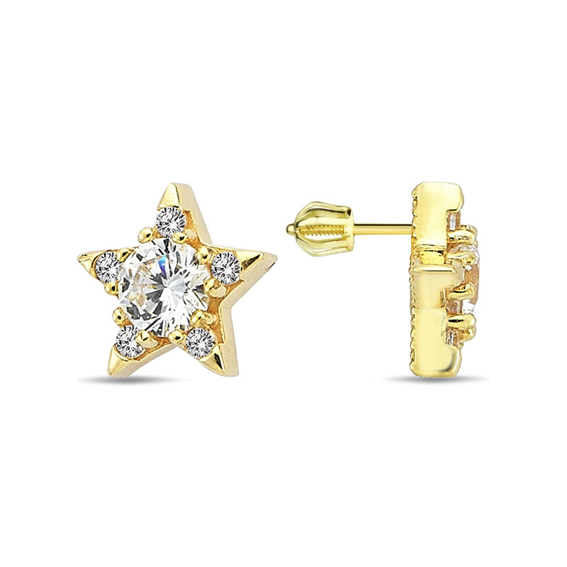 Lillian Vassago Zlaté kôstkové náušnice hviezdy so zirkónmi LLV98 46723906