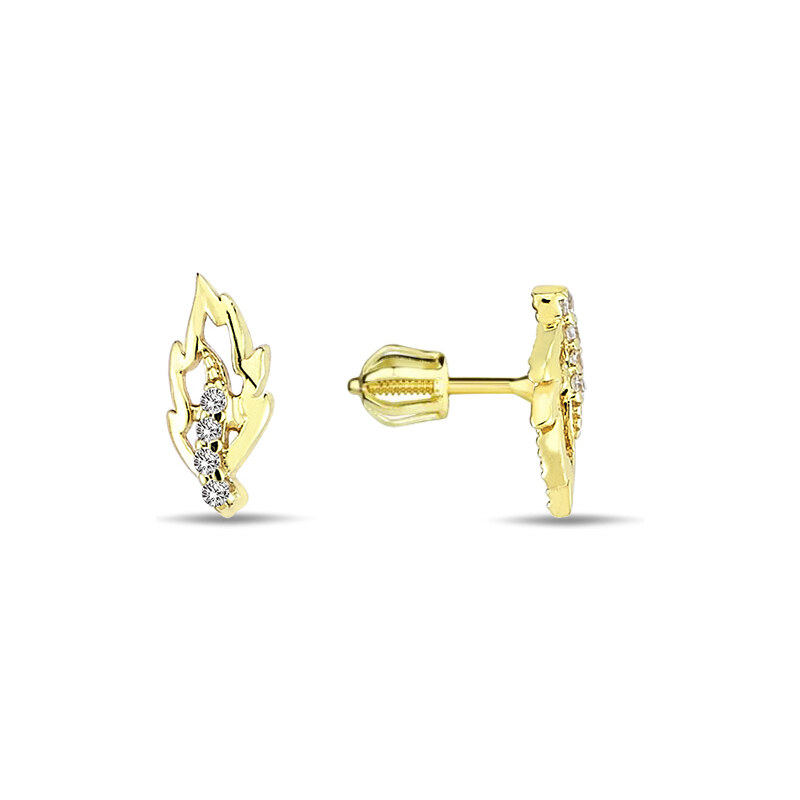 Lillian Vassago Zlaté kôstkové náušnice pierka so zirkónmi LLV98 52264447