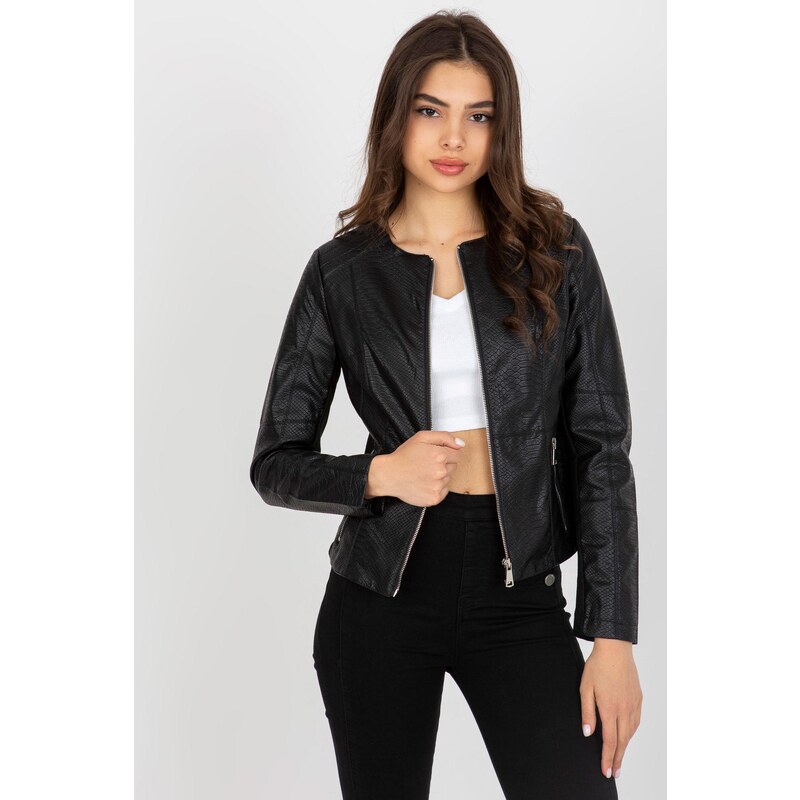 MladaModa Koženková bunda s hadím vzorom model 52655 čierna 65626988