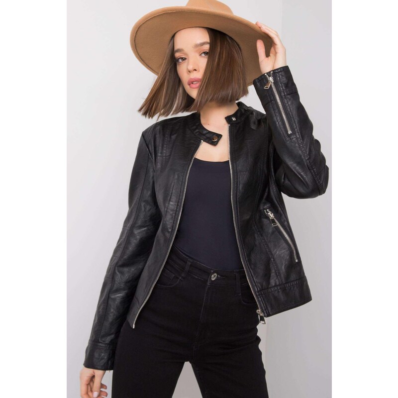 MladaModa Motorkárska bunda Eulalie s vreckami čierna 65627000