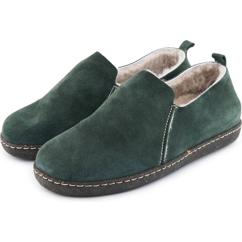 Vlnka Dámske kožené papuče Barbora tmavo zelená veľkosti obuvi - dospelí 37
