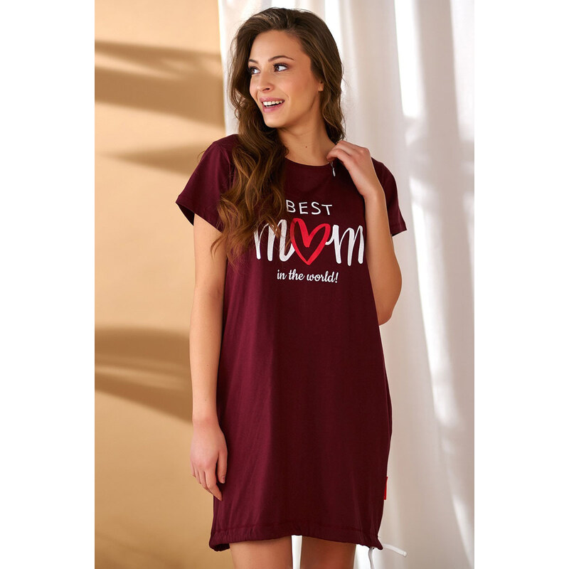 Doctor Nap Tehotenská nočná košeľa na kojenie Best Mom vínová, Farba 46092288
