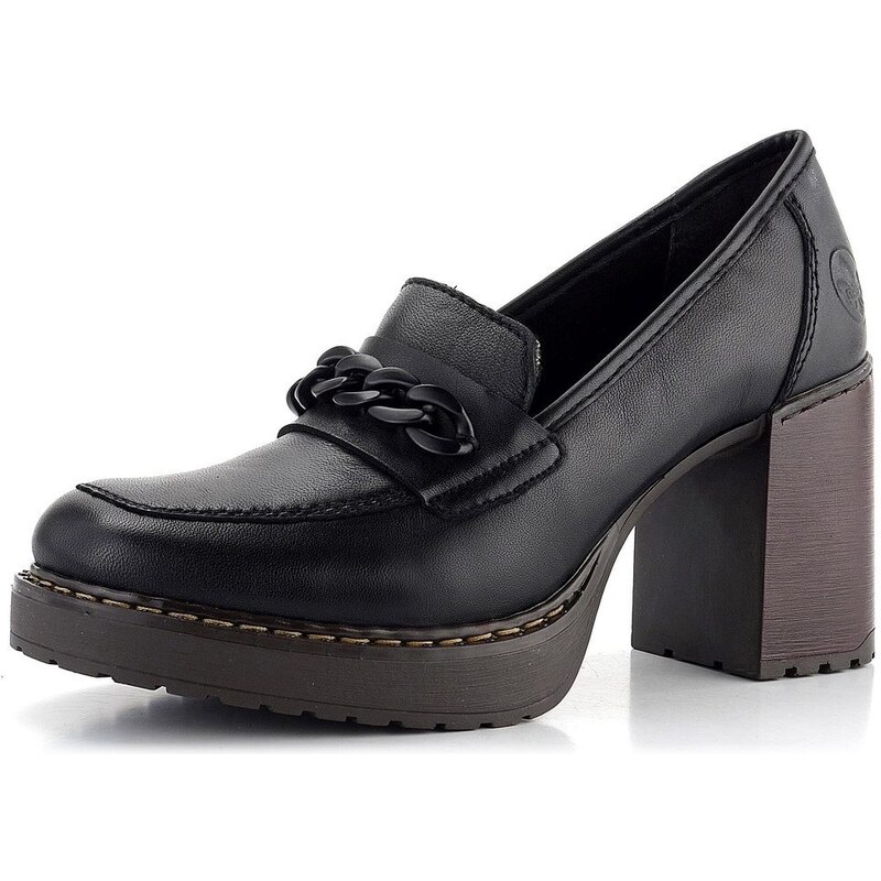 Rieker elegantné poltopánky na podpätku čierne Y4150-00 61762004