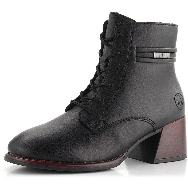 Rieker šnurovacia členková obuv na podpätku čierna 79301-00 61761982