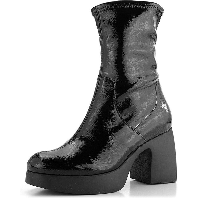 Wonders členková obuv na podpätku lakovaná Negro H-4942 61761923