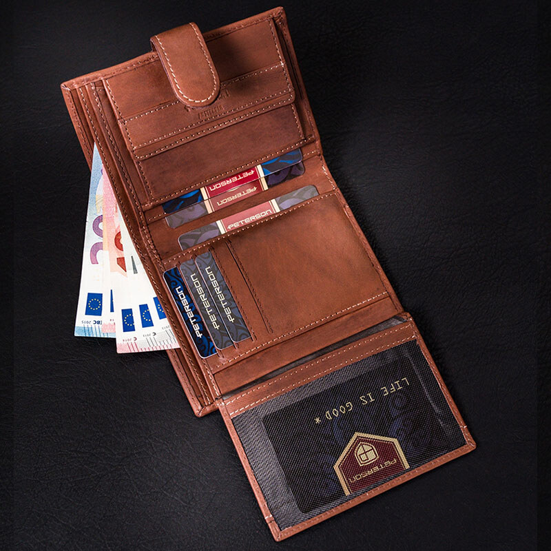 Peterson Značková pánska kožená peňaženka s prackou (GPPN380)
