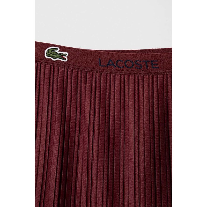 Dievčenská sukňa Lacoste bordová farba, mini, rovný strih