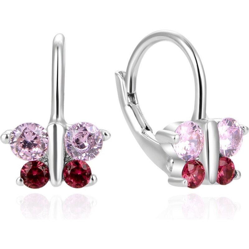 Beneto Slušivé strieborné náušnice so zirkónmi Motýliky AGUC634DL 66592443