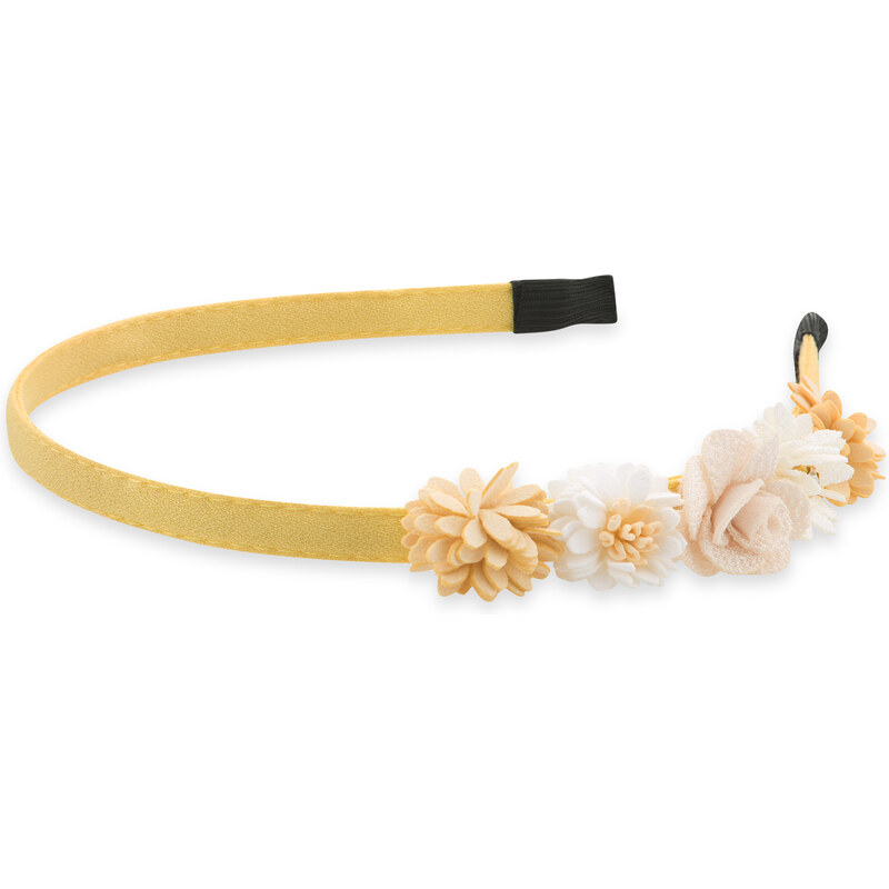 Troli Slušivá žltá čelenka do vlasov s kvetinami 66837660
