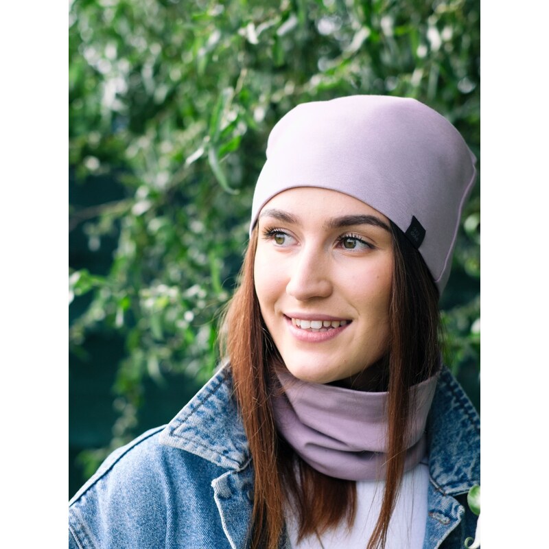 DOKE Set čiapka a nákrčník organic dawn pink 63501006