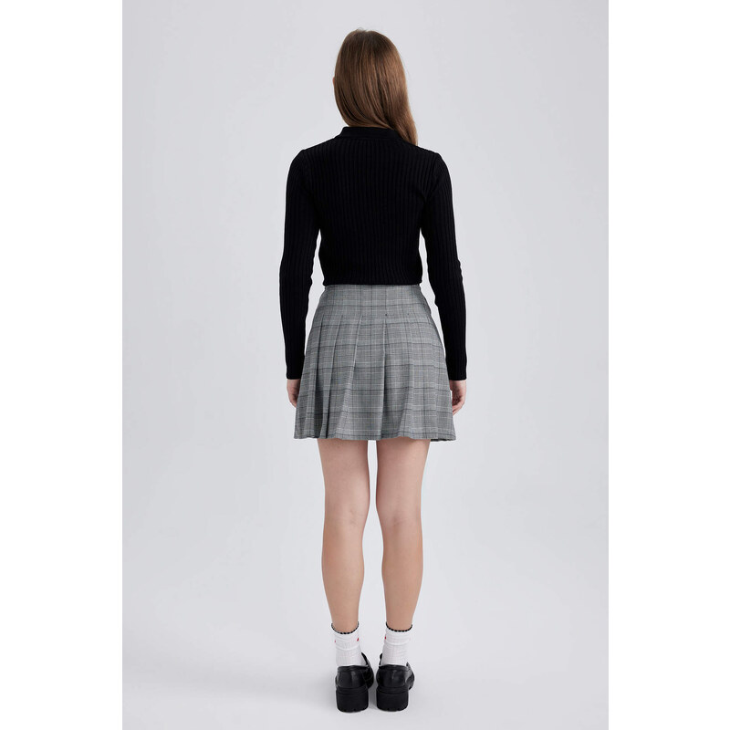 DEFACTO Coool Pleat Plaid Mini Skirt
