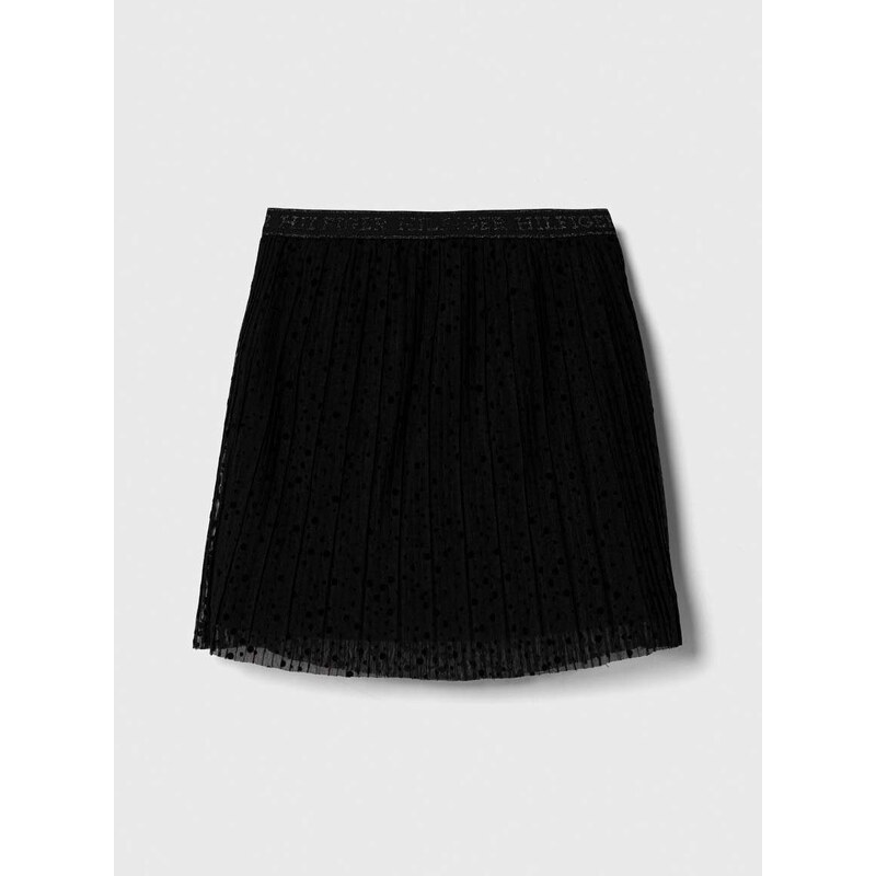 Dievčenská sukňa Tommy Hilfiger čierna farba, mini, áčkový strih