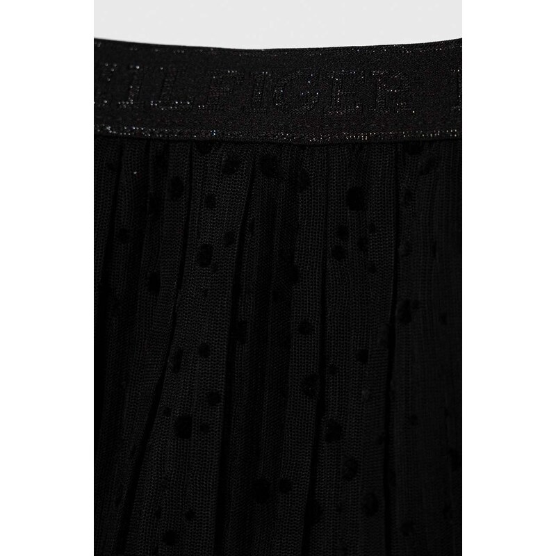 Dievčenská sukňa Tommy Hilfiger čierna farba, mini, áčkový strih