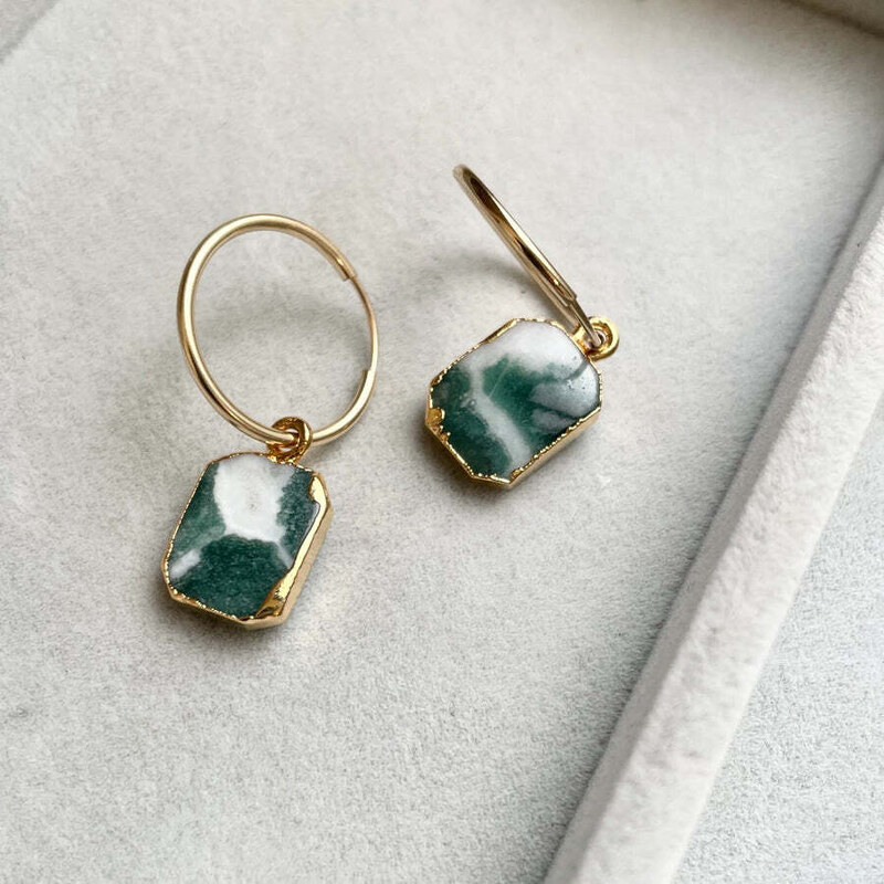 Decadorn Okrúhle náušnice s achátom 2v1 66590464