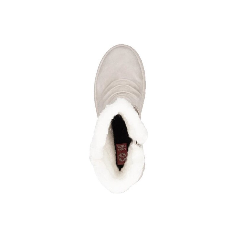 Lesklé kotníkové boty s kožíškem Rieker X9091-62 béžová
