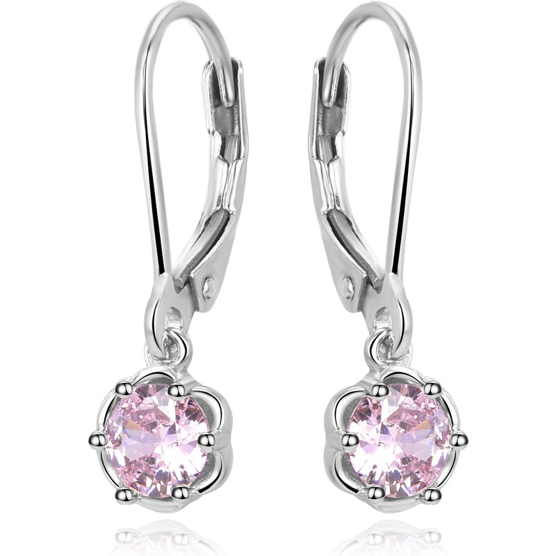 Beneto Slušivé strieborné náušnice s ružovými zirkónmi AGUC3340-P 66584616
