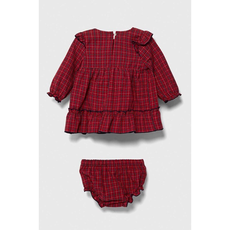 Detské bavlnené šaty Jamiks červená farba, mini, áčkový strih