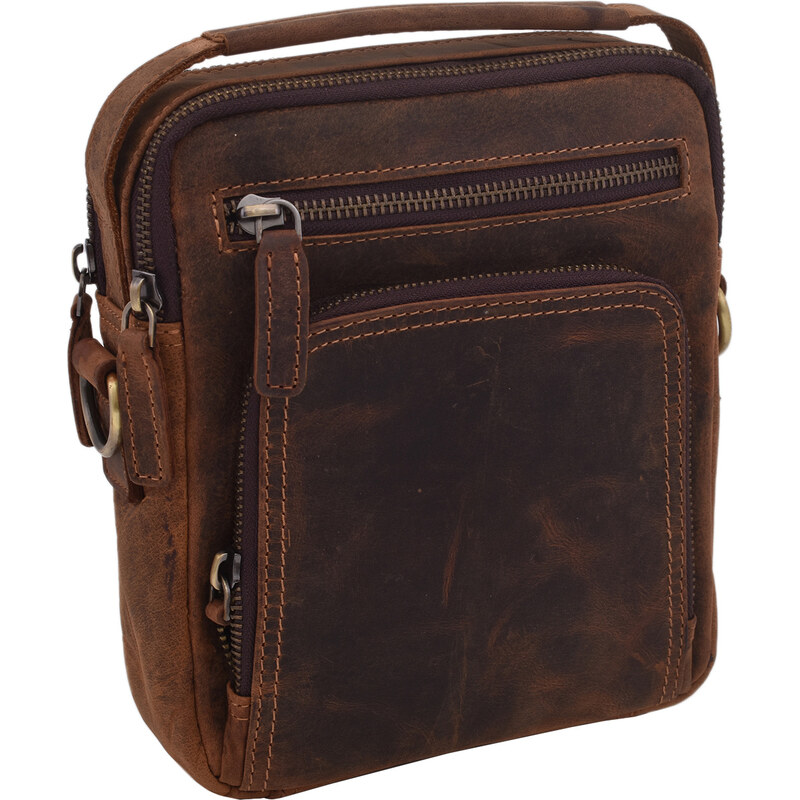 Mercucio Pánske kožené crossbody tmavohnedý hunter 250904 64524511