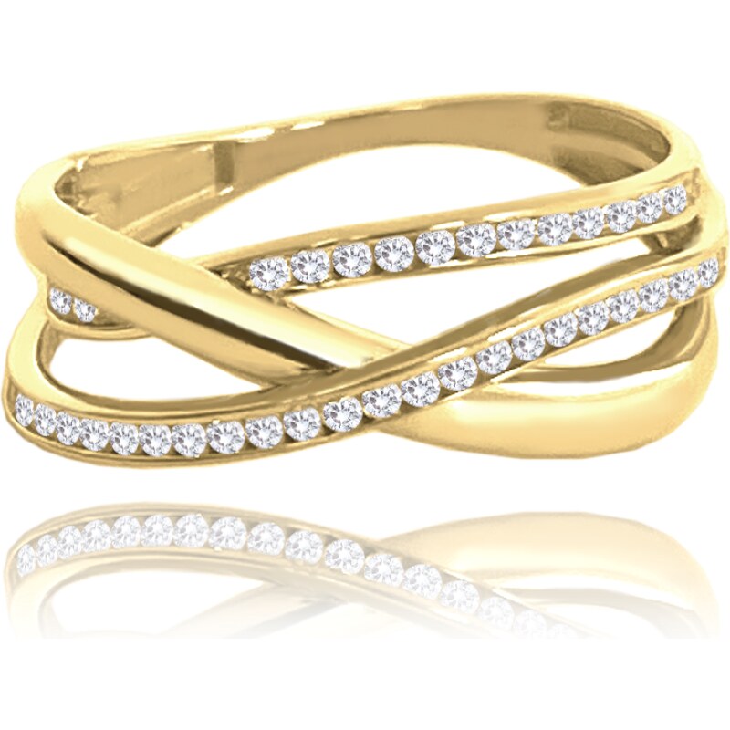 OLIVIE MINET Zlatý zapletený prsteň s bielymi zirkónmi Au 585/1000 60964943