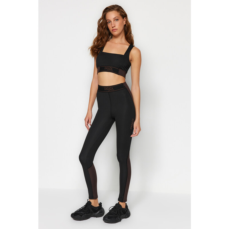 Trendyol X Sagaza Studio čierne kompresné športové legíny 50614317
